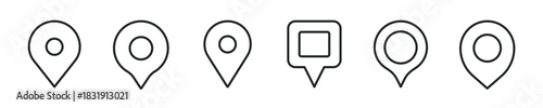 Map pin thin line icon set. Web minimal editable stroke icons
