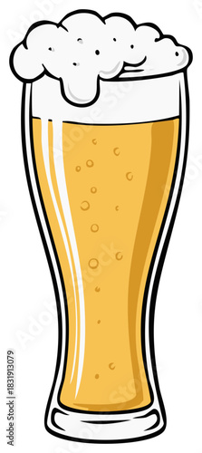 Chilled Beer with Frothy Head Vector Illustration Refreshing Beverages