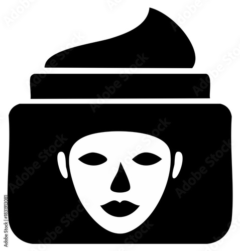 Facial Mask Cream Jar Icon, Skincare Product, Beauty Treatment, Face Covering