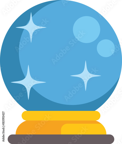 Shiny crystal ball emitting light on a golden base, predicting the future with magic and mystery