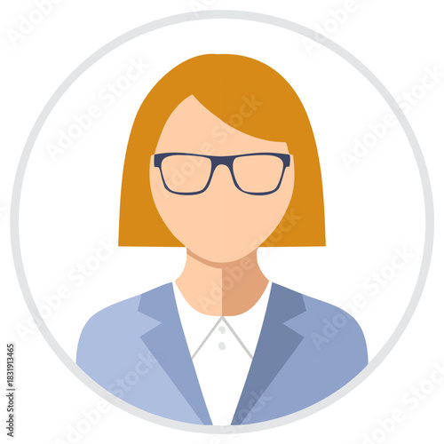 Businesswoman with glasses and suit profile avatar icon flat design vector illustration