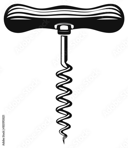 Classic Black and White Stylized Corkscrew for Wine Bottle