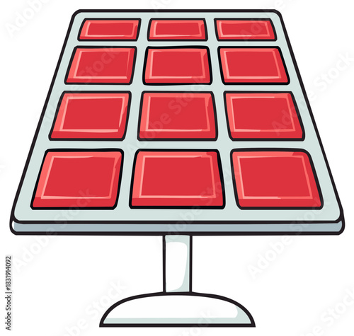 Cartoon illustration of a red solar panel