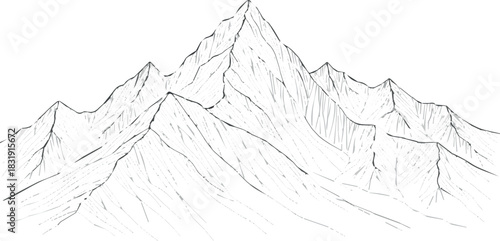 A set of mountain line cad, minimal isolated on white background.