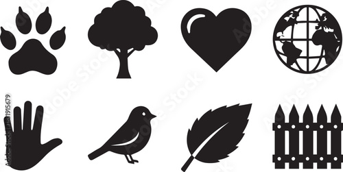 Nature and Environment Icons Set paw print