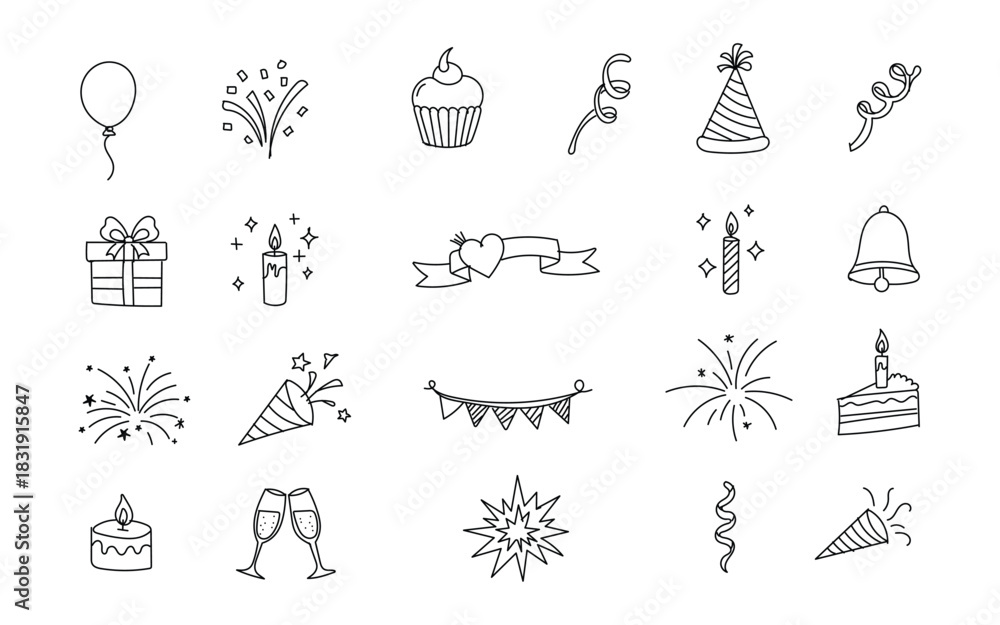 Fototapeta premium Hand-Drawn New Year Celebration Doodle Illustration
