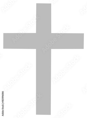 Simple Christian Cross Symbol in Grey Tone for Religious Representation and Spirituality Concepts