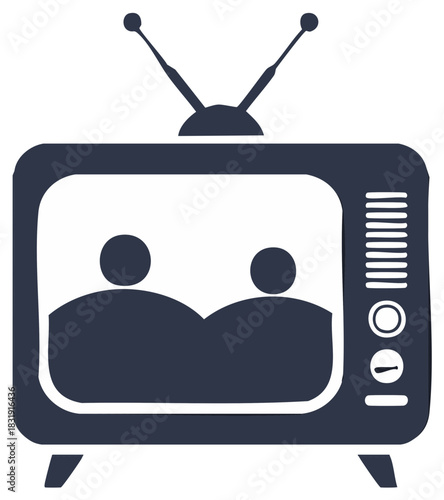 Simple Television Graphic Icon Depicting Nostalgic Entertainment and Broadcasting Content