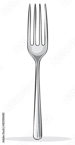 Simple Line Drawing of a Silver Four Tined Eating Utensil