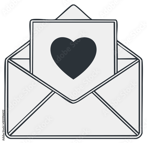 Open Envelope Revealing Heart-Shaped Message Card Icon
