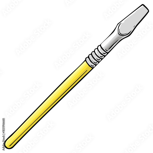 Yellow stylus pen with silver tip and ribbed grip used for digital art and design
