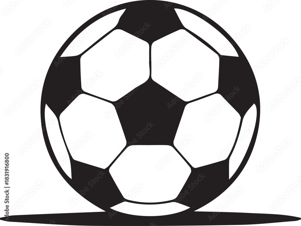 Obraz premium Classic Black and White Soccer Ball Illustration on a White Background with Shadow
