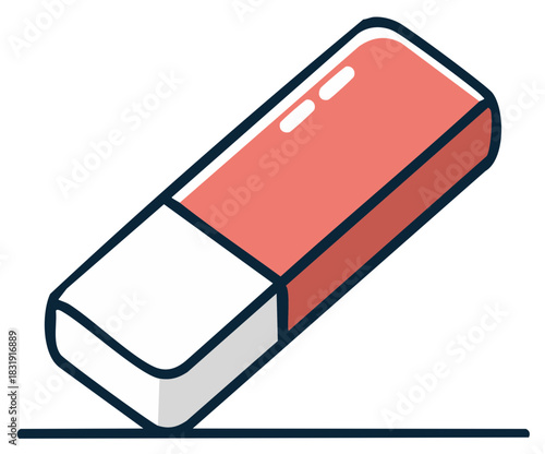 Vector illustration of a cartoon eraser with a clean design and outline style.