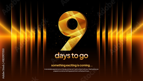 Golden Countdown Number 4 - Luxury Gold Four Days to Go Event Announcement and Promotional Background