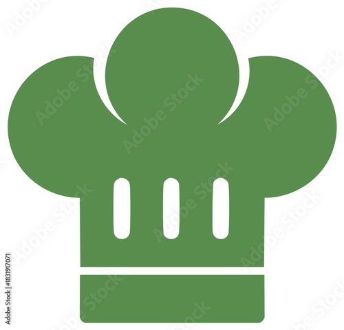 Green Chef Hat Icon Simple Design for Culinary Arts Food Service Restaurant and Bakery Industries Professional Uniform Apparel