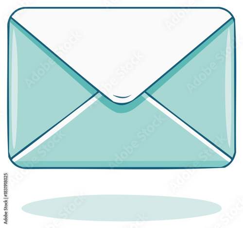 Stylized Vector Illustration of a Teal Envelope for Communication and Messaging