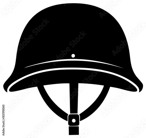 Black stylized Military Helmet with Strap Protection for Soldiers in War and Combat