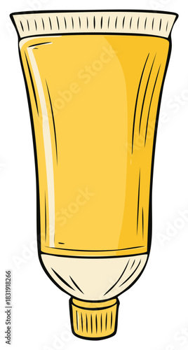 Yellow squeeze tube with a cap a product container illustration