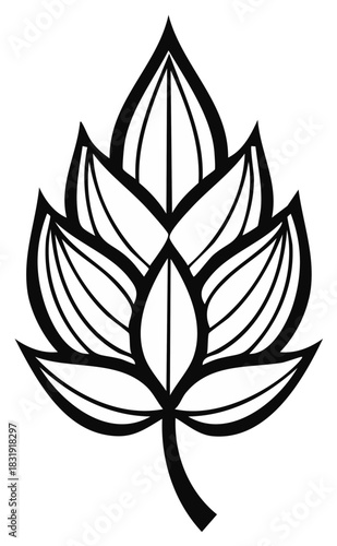 Elegant Black and White Hop Flower Vector Illustration for Brewing Industry
