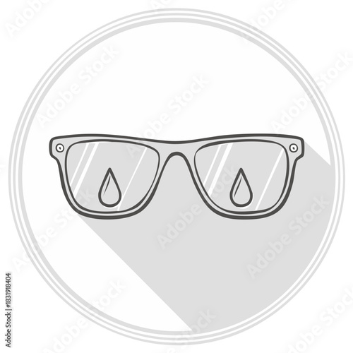 Glasses with Water Droplets Icon in Gray Minimalist Style