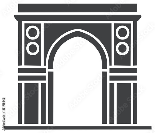 Elegant Architectural Archway Gate Vector Icon Representing Historical Monument and Entrance