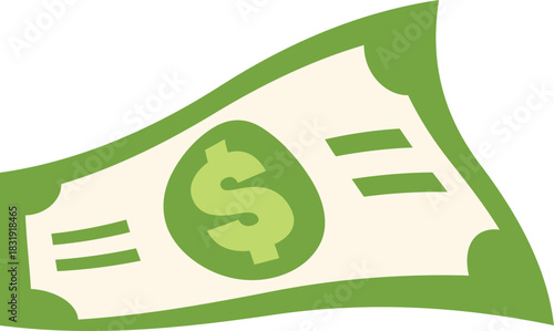 Waving banknote symbolizing financial transactions, investments, and economic growth