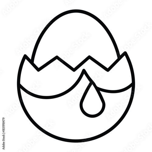 Cracked Egg Outline Symbol for Recipe Preparation & Kitchen Use