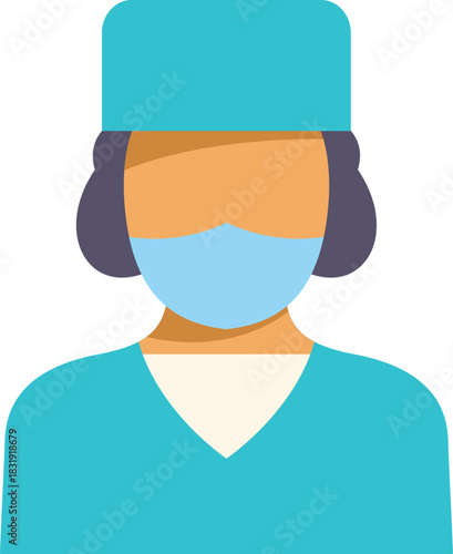 Healthcare professional wearing a surgical mask and uniform, representing medical safety and hygiene