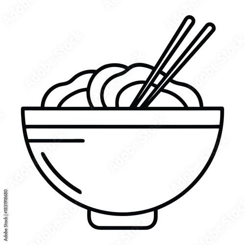 Noodle Bowl Outline Graphic for Restaurant & Menu Illustration