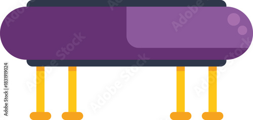 Purple balance beam standing on four legs, designed for gymnastics training and enhancing balance skills