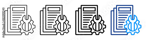 Technical Document Icon Different Style Outline Collection Set