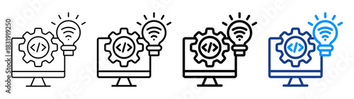 Smart Software Icon Different Style Outline Collection Set