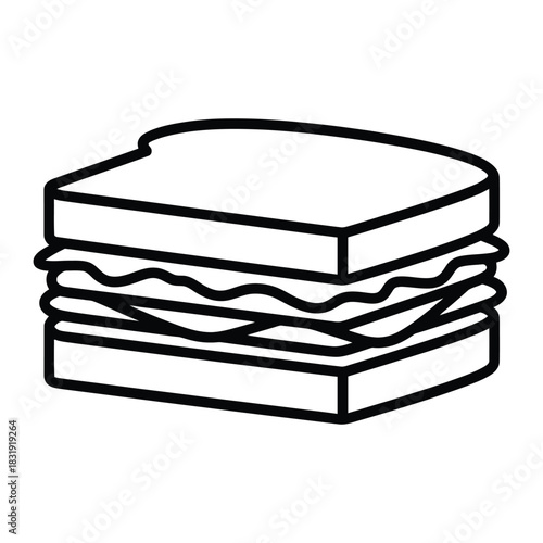 Sandwich Outline Vector for Cafe Menu & Quick Meal Icons