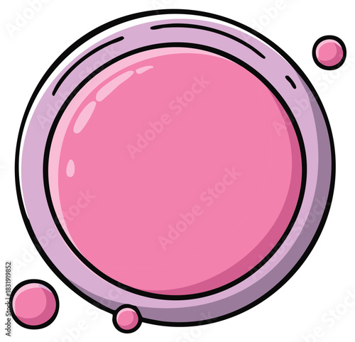 Abstract Pink Circle with Outline and Bubbles, Graphic Design Element