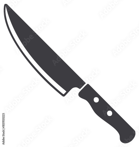 Knife Icon Dark Gray Illustration for Food Preparation, Cutting, Chopping, and Kitchen
