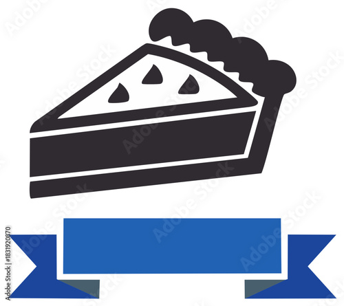 Slice of pie with crust and three toppings, banner design. Dessert vector illustration