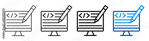 Code Editor Icon Different Style Outline Collection Set