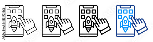 App Release Icon Different Style Outline Collection Set