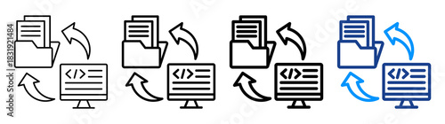 Code Repository Icon Different Style Outline Collection Set