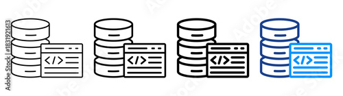 Database Coding Icon Different Style Outline Collection Set