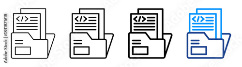 File Code Icon Different Style Outline Collection Set