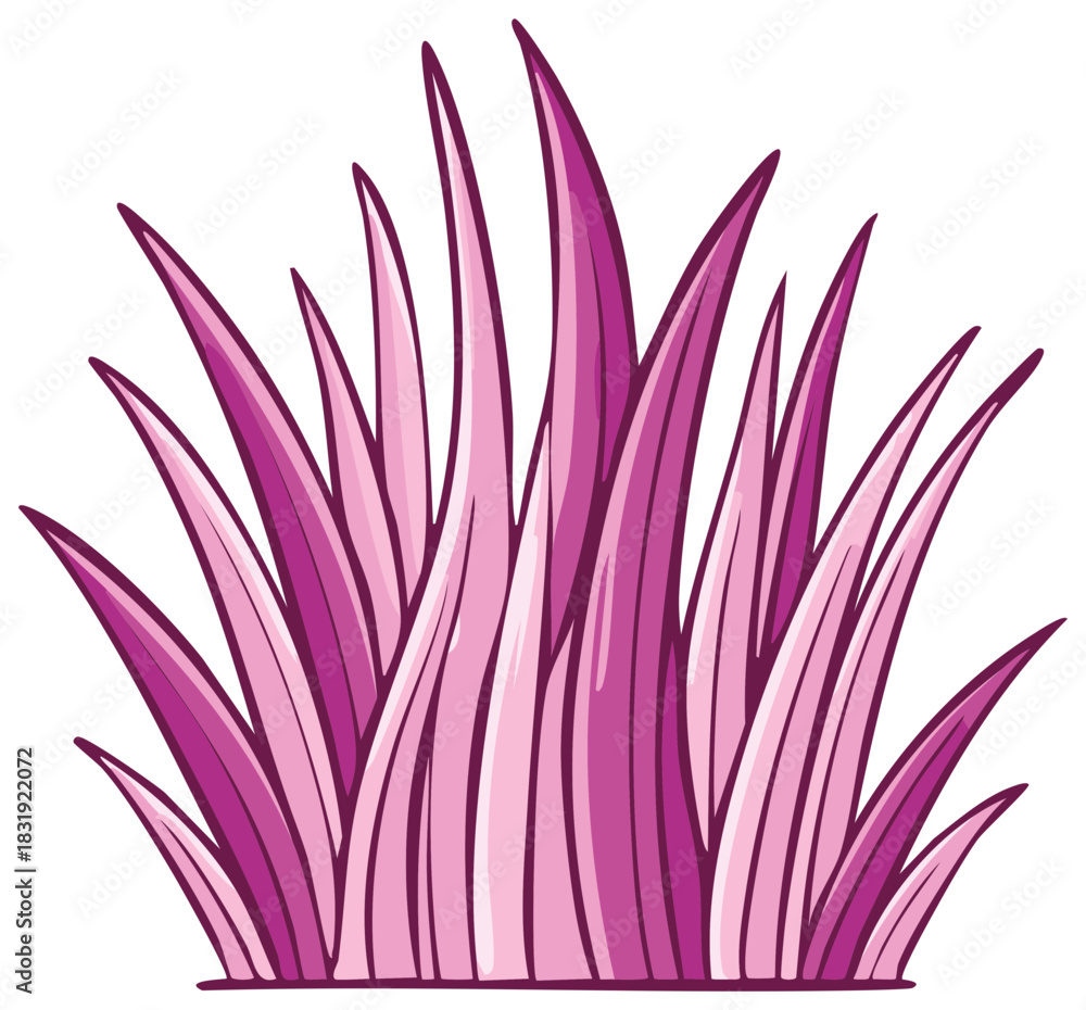Naklejka premium Stylized pink grass illustration. Cartoon plant, nature, spring, summer.