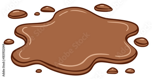 Brown Chocolate Syrup Splatter Blob with Droplets