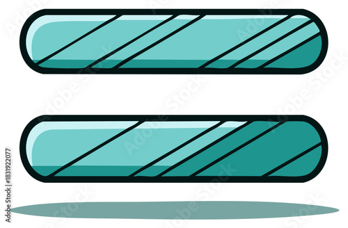 Modern graphic illustration featuring two horizontal teal aqua rounded bars resembling an equal sign icon