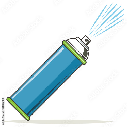 Cartoon Illustration of Blue Spray Paint Can with Sprayed Blue Water