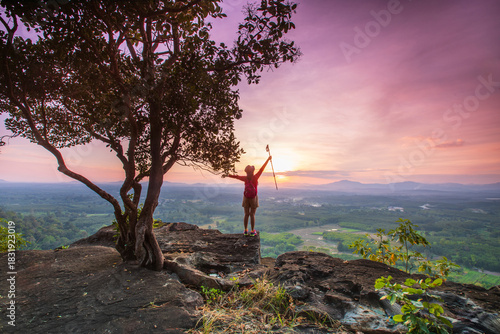 Beautiful sunset on Pha Daeng viewpoint, Na Yung Nam Som National park, Udon-Thani province , Thailand.