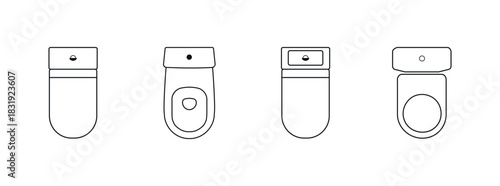 CAD drawings. View from above. A set of ceramic toilet bowls. Toilet. For the design of buildings and structures