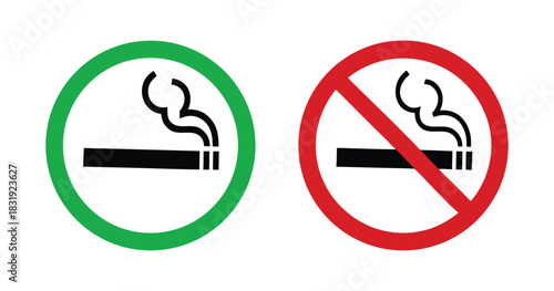 No smoking and smoking area sign set 
