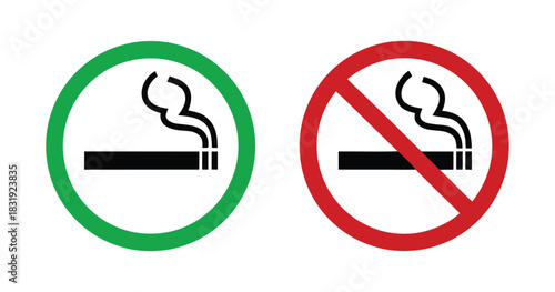 No smoking and smoking area sign set 
