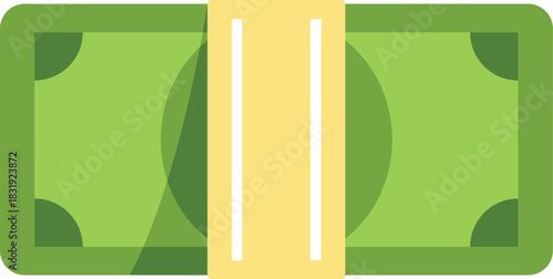 Green wad of cash held together by a golden ribbon, representing savings, investment, and financial growth